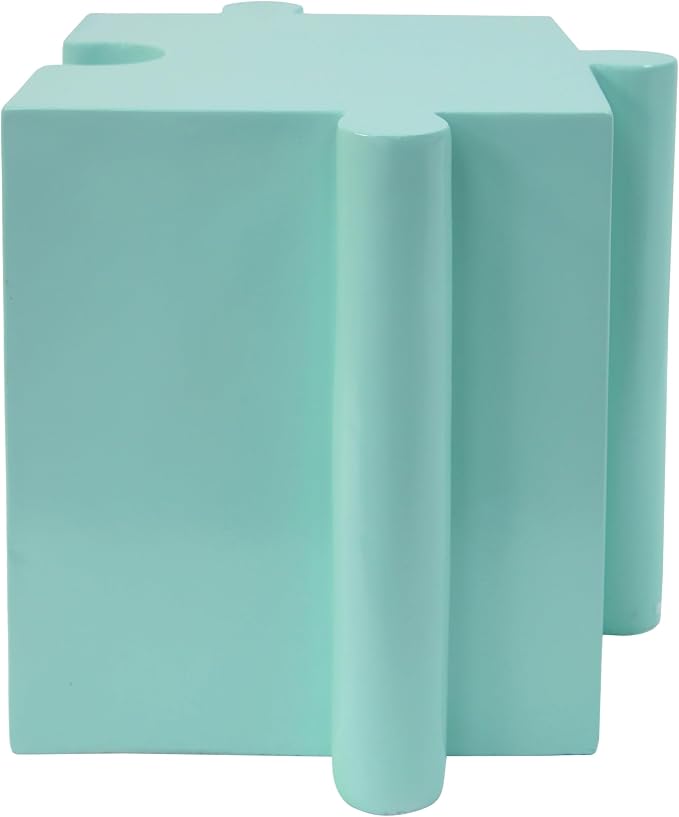 Christopher Knight Home Daton Interlocking Puzzle Outdoor Side Table, Lightweight Concrete Patio Coffee Table, Convex Edge MGO Modular End Table, Creative Set Up for Indoor&Outdoor Use, Mint Green