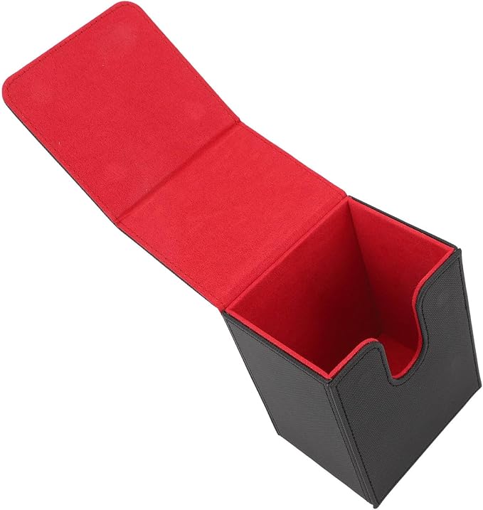 Magnetic Closure Card Deck Box Stylish Portable Storage for More Than 100 Cards in PU Leather (Red Inside)