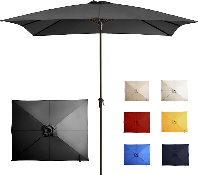 8x10FT Rectangular Patio Umbrella with Crank Lift for Garden,UV Protection Outdoor Umbrella for Deck,Pool and Yard,Black