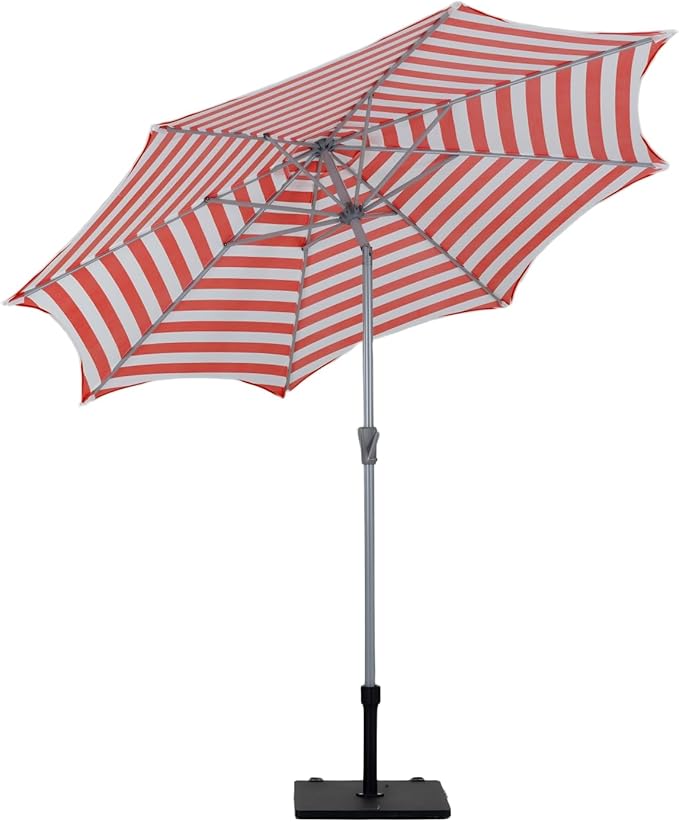 Tempera Patio Umbrellas Arc Edge Outdoor Table Market Umbrellas with Crank & Pust Button Tilt|Auto-Tilt, 8 Steel Ribs, High Color-Fastness Canopy