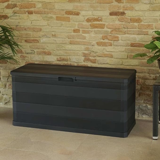 Patio Storage Box Black Patio Garden Outdoor Storage Container, Furniture Deck Box 46.1"x17.7"x22" (Weight:17.31 lbs)