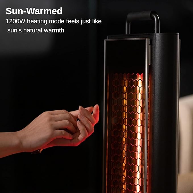 EAST OAK 1200W Electric Heater, Under Table Electric Heater with Double-Sided Design Silent Heating, IP65 Waterproof Portable Patio Heat with Handle and Protection from Tip-Over & Overheating