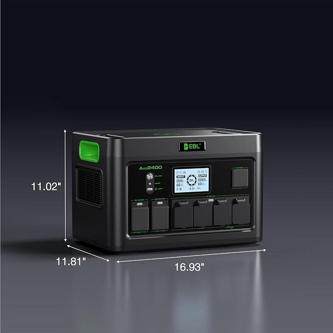 EBL 2400W Portable Power Station LiFePO4 Battery,1843.2Wh Solar Generator,Home Battery Backup,12 Outlets(2400W AC Outlets), USB-C PD 100W,2Hrs Quick Charge,Home Emergency, RV Trip