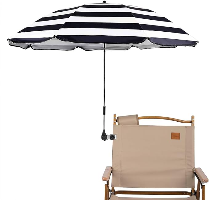 Beach Chair Umbrella with Universal Clamp,360° Adjustable Sunshade Umbrella,Clip on Parasols for Patio,Wheelchairs,Golf Carts