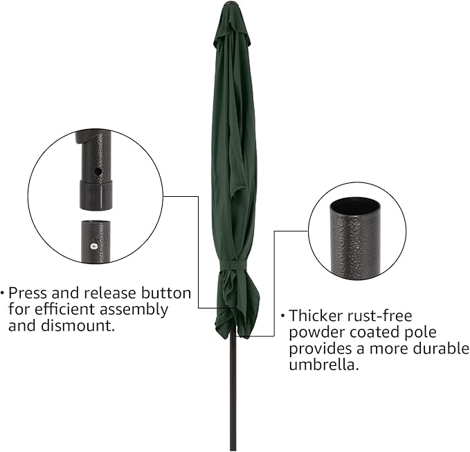 COBANA 6.6 x 9.8ft Rectangular Patio Umbrella, Outdoor Table Market Umbrella with Push Button Tilt/Crank,Patio Umbrella Rectangular for Backyard, Garden