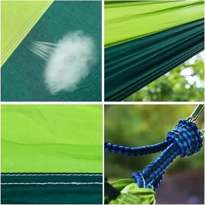 Hammock Outdoor Lightweight Double Nylon Camping Hammock with Hanging Straps Perfect for Backpacking Travel Beach Yard and Garden Quick-Opening(Green)