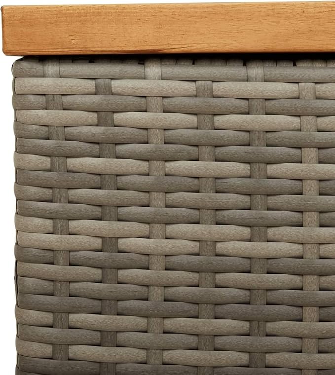 Gecheer Patio Rattan Deck Box Patio Storage Box Gray 43.3"x19.7"x21.3" Poly Rattan Acacia Wood