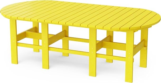 Wildridge Classic 7-Piece 44"x84" Dining Set, Lemon Yellow - Outdoor Weather Resistant Recycled Plastic Furniture for Patio