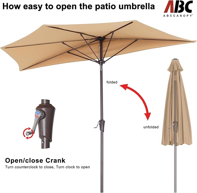 ABCCANOPY Patio Umbrella 11FT - Outdoor Half Umbrellas for Patio, Backyard, Garden, Deck (Tan)