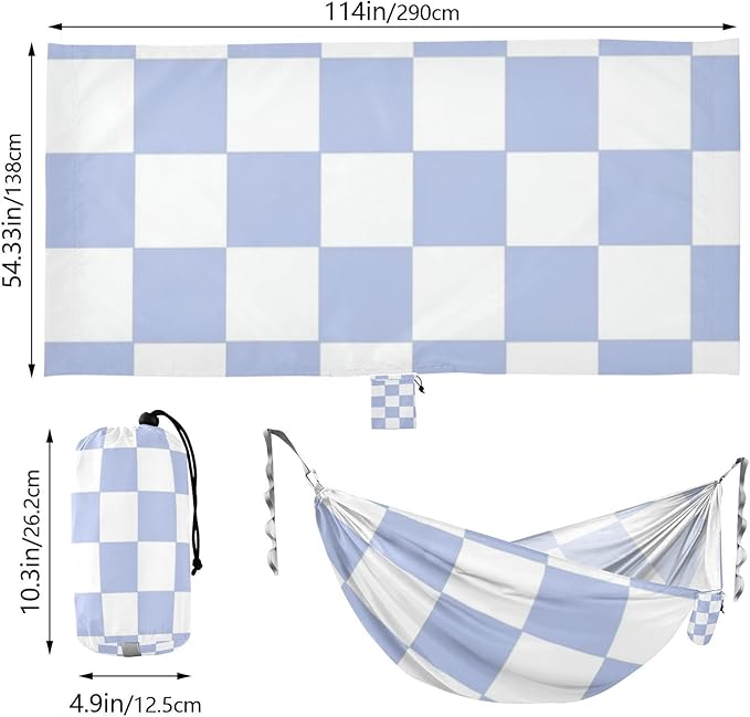 Purple and White American Plaid 330lb Capacity Outdoor Hammock Indoor Hammock for Outside Patio Garden hamacas para adultos