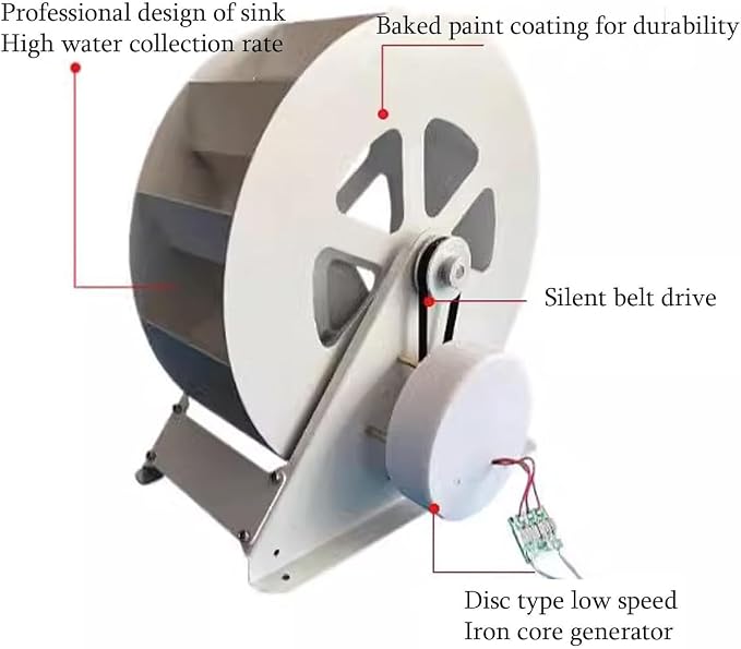 Water Turbine Generator, Water Wheel, Hydroelectric Generator, Low Speed Disc Type Power Generation, Outdoor Wind and Water Wheel,50W