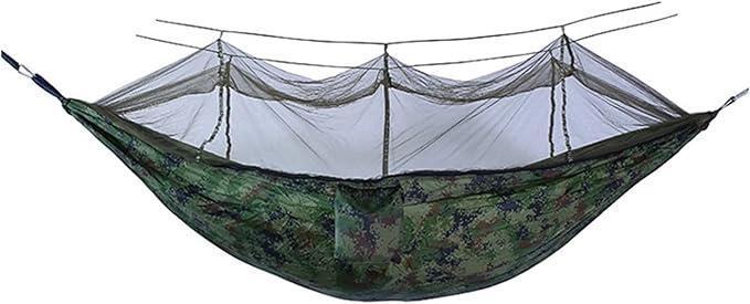 Hammock. Lightweight Portable Outdoor Camping Hammock with Mosquito Net Parachute Fabric Hanging Bed Sleeping Swing .Hammocks for Outside(Camouflage)