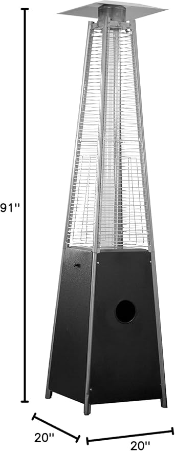Golden Flame Resort Model 49,000 BTU NATURAL GAS Glass-Tube Flame Patio Heater in Rich-Mocha Matte Finish with Mobility Wheels and Protective Cover