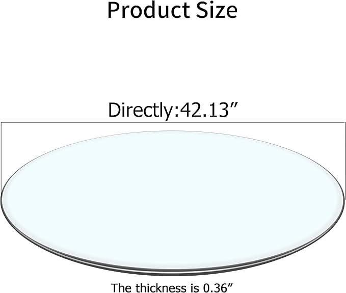 42 Inch Round Tempered Glass Table Top, 0.35 Inch Thick Clear Circular Tabletop with 6 Anti-Slip Rubber Rings, Replacement for Dining & Kitchen and Patio Table