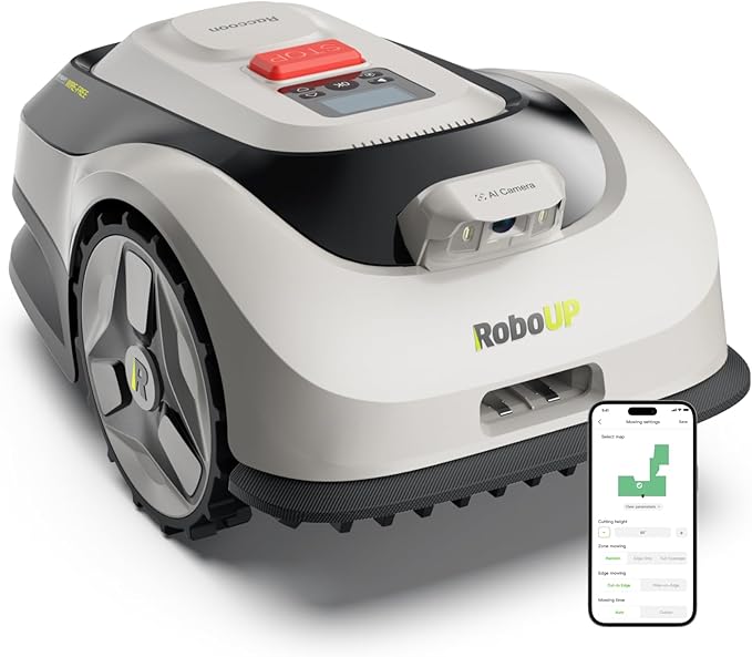 Raccoon 2 SE Robotic Lawnmower for 0.15 Acre, Wire Free Robot Mower with AI Obstacle Avoidance, APP-Free One-Button Operation, 1.18"-3.15" Adjustable Height, Low Noise, Ideal for Small Lawns
