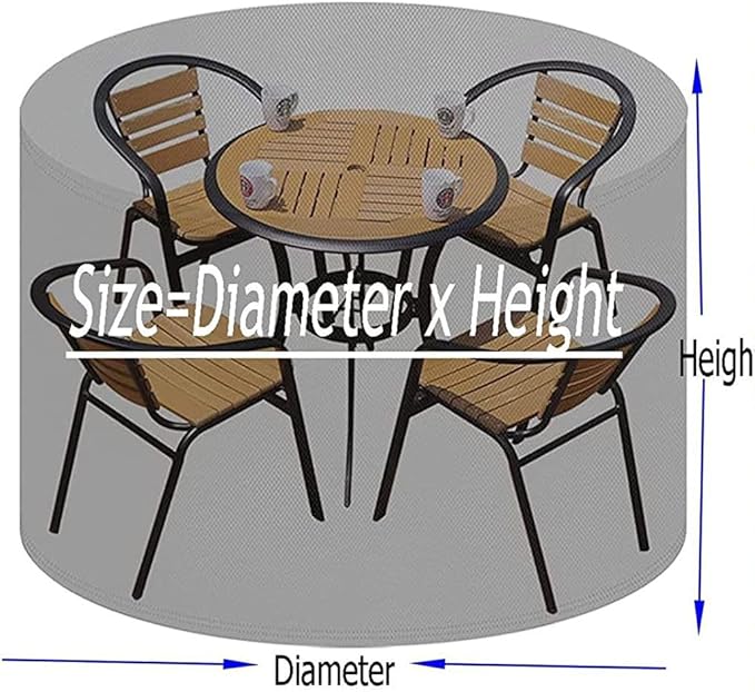 Round Outdoor Table Cover Waterproof 600D Round Patio Furniture Covers Patio Table Cover for Table and Chair Sets Rainproof & Snowproof Patio Cover 108" Dia x 28" H / 270x70cm