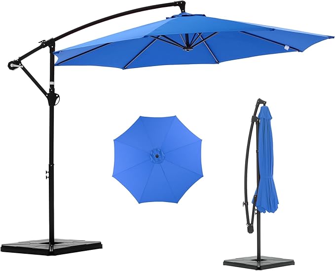 NEWBULIG 10FT Patio Umbrella, Offset Cantilever Outdoor Patio Table Umbrella, UV Protection, Fade Resistant Fabric, Easy Tilt Adjustment for Deck, Pool, Backyard, Garden