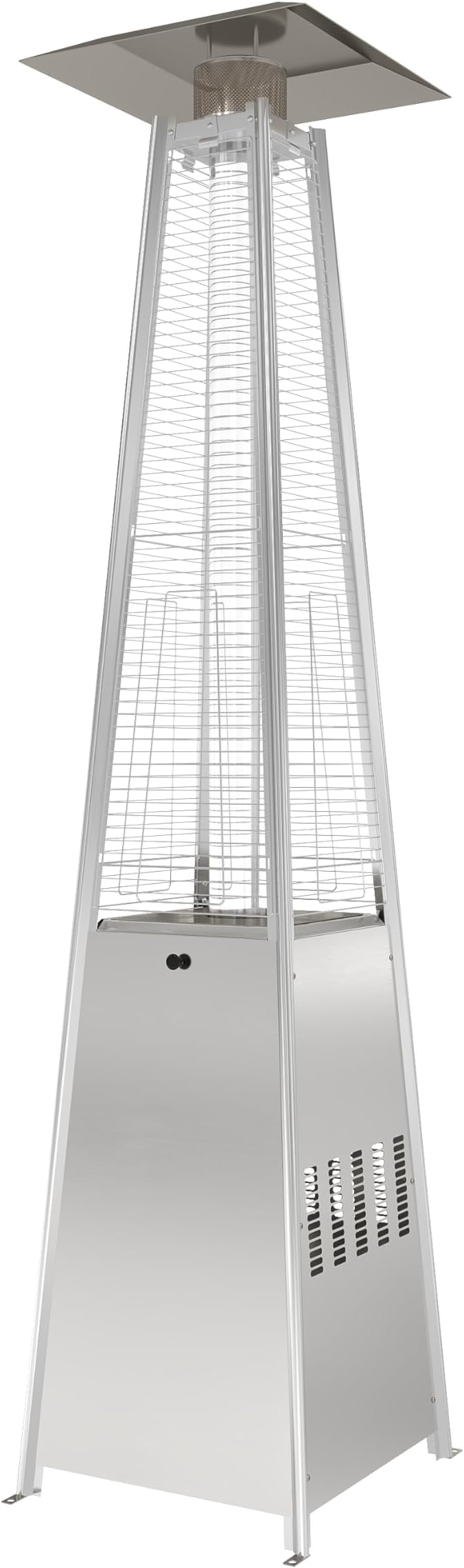 Sundale Pyramid Patio Heater, 48,000 BTU Propane Outdoor Heater with Wheels and Tip-Over Protection, Thickened Glass Tube Patio Heaters for Outdoor Use, Commercial & Residential (Sliver)
