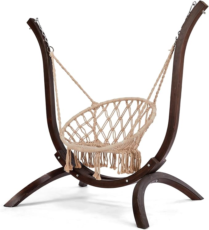Outvita Solid Wood Hammock Stand - 330 lbs Capacity Universal Stand for Outdoor/Indoor Hanging Chairs, Patio, Garden, Balcony - Waterproof & Weather-Resistant (60.6x54.3x41.7 Inches)