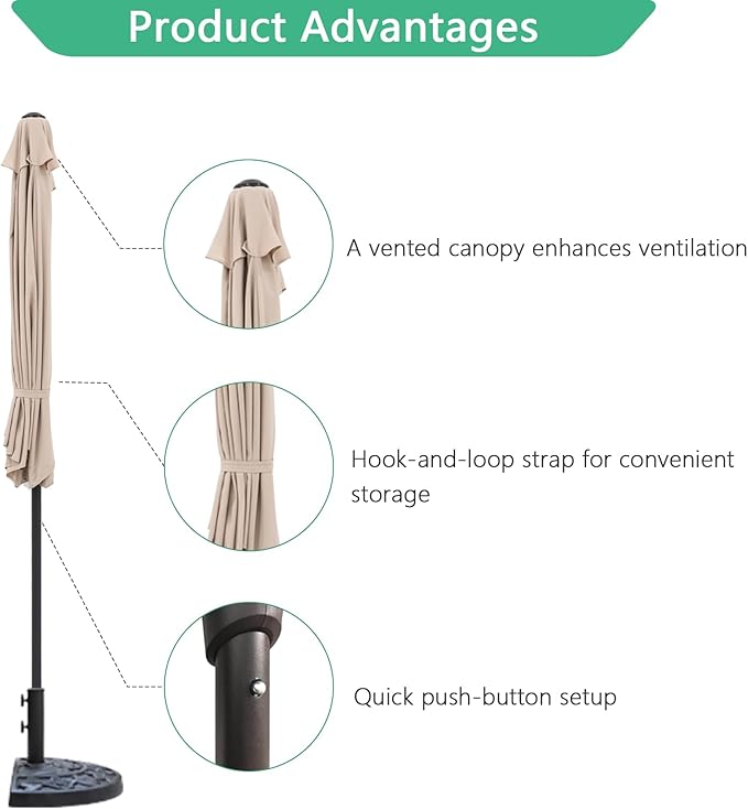 Helios&Hestia 9 ft Small Half Round Wall Outdoor Market Patio Umbrella with Tilt and Crank for Garden, Deck, Balcony
