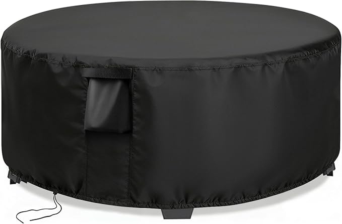 Patio Furniture Covers Round, 34 Inch Outdoor Dinner Table Cover Waterproof, Round Patio Coffee Table Cover for All Weather Resistant - 34 x 16 Inch
