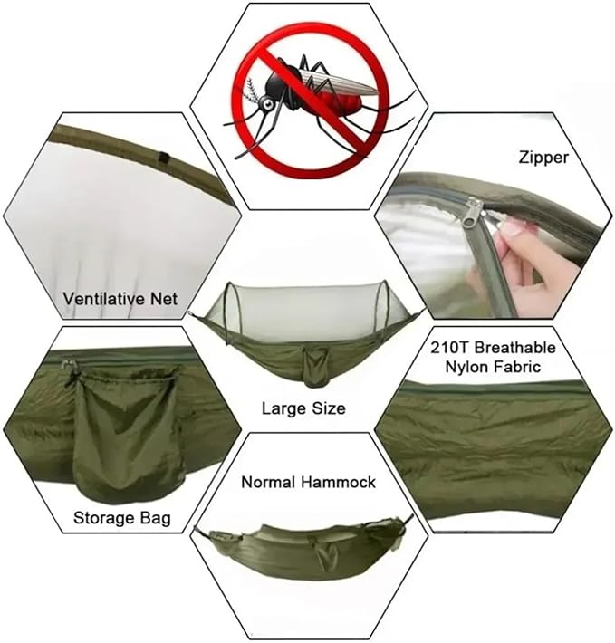 Hammock Camping Hammock with Mosquito Net Sleeping Tent Hammock Suitable Camping Hammock Outdoor Furniture for Garden Quick-Opening(Orange Grey)