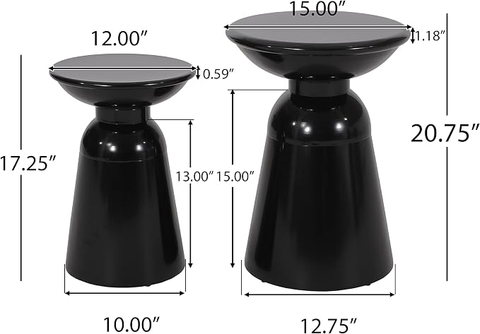 Christopher Knight Home Pelon Outdoor Side Tables - Black (Set of 2)