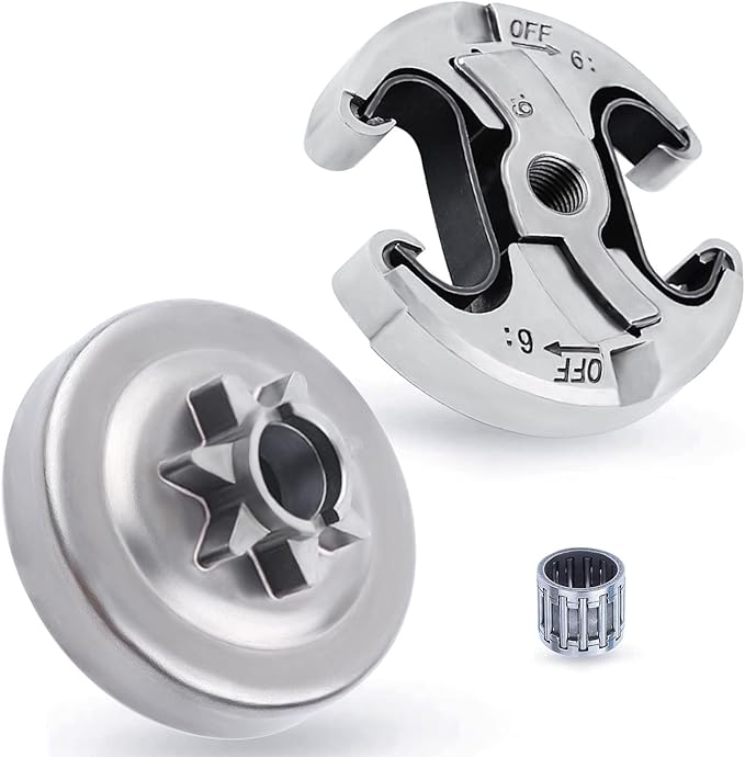 Adefol .325 7T Clutch Drum Bearing Kit for Husqvarna 455 460 Rancher Jonsered CS2255 Chainsaw, 455 Clutch Drum + Clutch Assy + Needle Bearing Replacement Parts for 537291702 537110503 (3 Pcs)