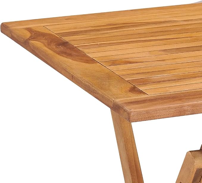 5 Piece Folding Patio Dining Set Solid Teak Wood Outdoor Table and Chairs for Garden Deck Space Saving Furniture Weather Resistant Easy Assembly