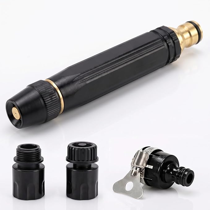 PowerJet High Pressure Water Gun-5-in-1 Nozzle,Garden Hose Pressure Booster,Home High Pressure Car Wash Water Gun, Heavy Duty for Car Wash, Garden Watering & Outdoor Cleaning