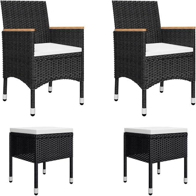 5 Piece Patio Dining Set, Sectional Sofa Outdoor Lounge Sets Front Porch Furniture Patio Conversation Set for Garden Negotiation Area Poolside Piazza Black