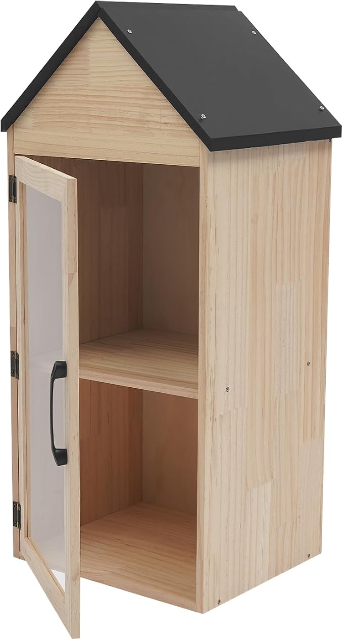 Library Book Exchange Box Weatherproof Wood Cabinet for DIY Outdoor Indoor Book Storage,Literature Exchange Box for Community,Schools & Neighborhood Sharing (TypeJ)