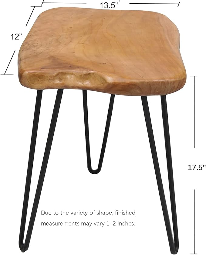 Natural Cedar Wood Side Table 13.5" x 12" x 17.5" Accent Vintage Wooden Slab Coffee Live Edge Tables Solid Rustic Plant Stand Outdoor End Table for Living Room Patio Bedroom