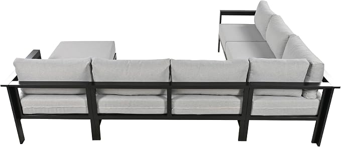 JIVOIT Multi-Person Outdoor Sofa Set, U-Shaped Aluminum Outdoor Sofa Set with Thick Cushions and Backrests, Modular Patio Sofa Set for Gardens, Backyards, and Balconies (Grey * 069)