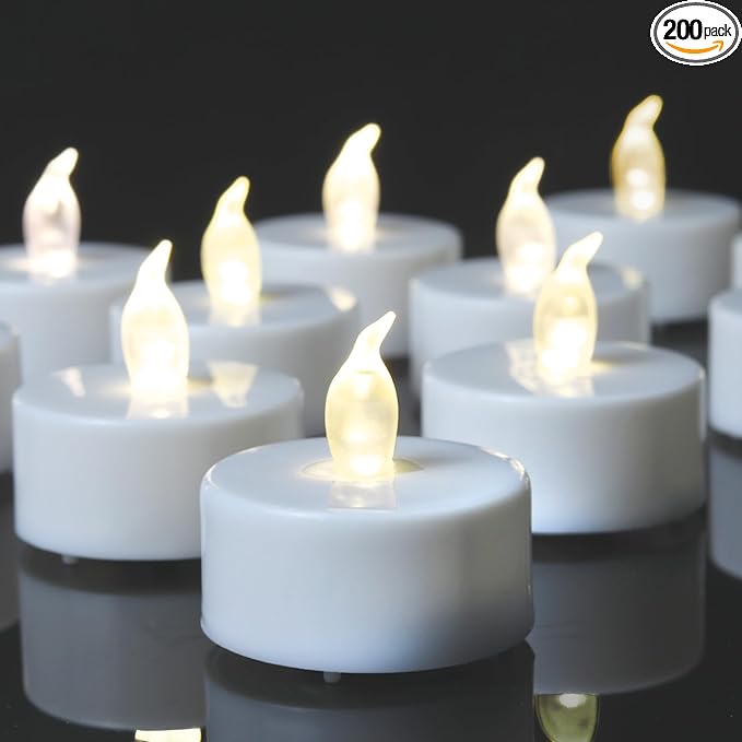 Tea Light, 200 Pack Flameless LED Tea Lights Candles Flickering red 200+ Hours Battery-Powered Tealight Candle. Ideal for Party, Wedding, Birthday, Gifts and Home Decoration