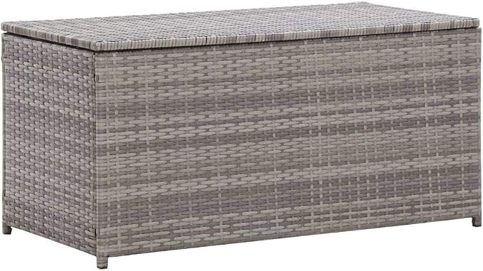 Garden Storage Box Indoor/Outdoor Storage Container and Gardening Tools - Store Items on Patio, Garage, Yard.Poly Rattan 39.4"x19.7"x19.7" Gray
