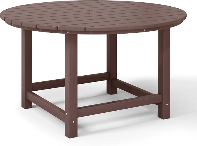 WestinTrends Malibu Kids Outdoor Patio Furniture HDPE 38" Wide Round Dining Table, Dark Brown