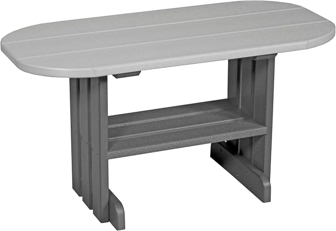 LuxCraft Poly Outdoor Coffee Table, Oval Patio Table with Shelf, Weather Resistant Low Tables for Adirondack Chairs & Outdoor Seating - Amish Made in USA (Dove Gray & Slate)