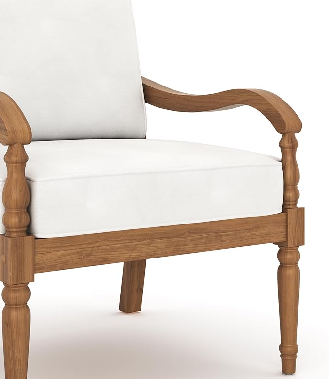 New Classic Furniture Savannah Acacia Wood Patio Conversation Sets for 5 – Stylish Outdoor Patio Conversation Sets – Outdoor Furniture Sets for Balcony, Deck, or Small Outdoor Spaces