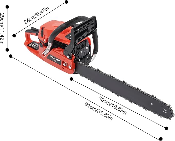 20 Inch Chainsaw Gasoline Powered 58cc 2-Stroke Engine, 20" Manganese Steel Bar & Chain, 17.64lbs Lightweight Professional Chainsaw for Tree Cutting, Wood Logging, Forest Landscaping