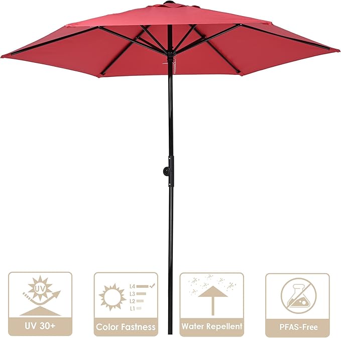 Yescom 7.5ft Outdoor Bistro Market Table Umbrella for Restaurant Cafe Rental Patio 250th Celebration Lawn Party Event Shade Yard Deck Railing Parasol