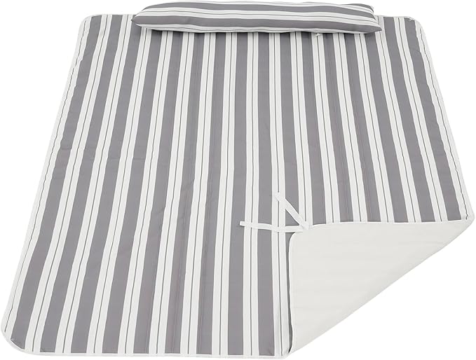 Lazy Daze Hammocks 2 Person Hammock Pad and Pillow Set, Double Polyester Quilted 78" x55" Replacement Pad for Rope Hammock, Light Grey Stripes