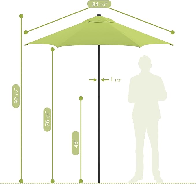 Sunline 7.5 ft Patio Umbrella with Crank & Push Button Tilt, Outdoor Market Umbrella with UV Protection & Wind Vent, Metal Frame for Deck, Pool & Table, Lime