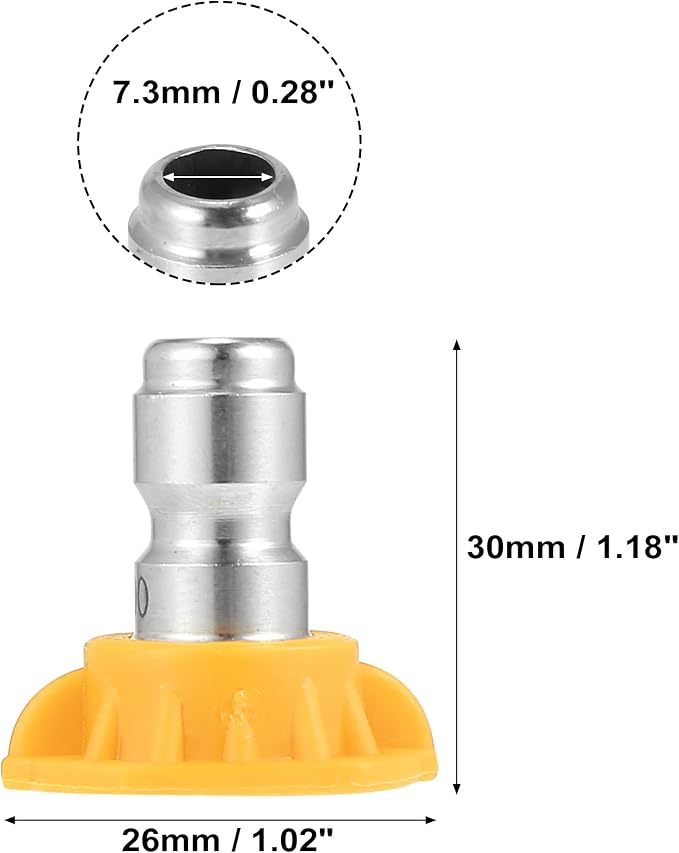 X AUTOHAUX 15 Degrees High Pressure Washer Spray Nozzle Tips 1/4 Quick Connect Sprayer Nozzle Tips for Pressure Washers Accessories Yellow 5 Pcs