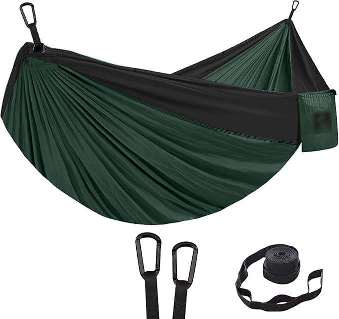 Camping Hammock, Portable Hammock Single or Double Hammock Camping Accessories for Outdoor, Indoor (Two People: 300cm*200cm,Dark Green)