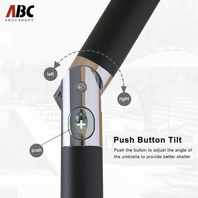 ABCCANOPY 10FT Patio Umbrella - Outdoor Waterproof Table Umbrella with Push Button Tilt and Crank, 8 Ribs UV Protection Pool Umbrella for Garden, Lawn, Deck & Backyard (Turquoise)