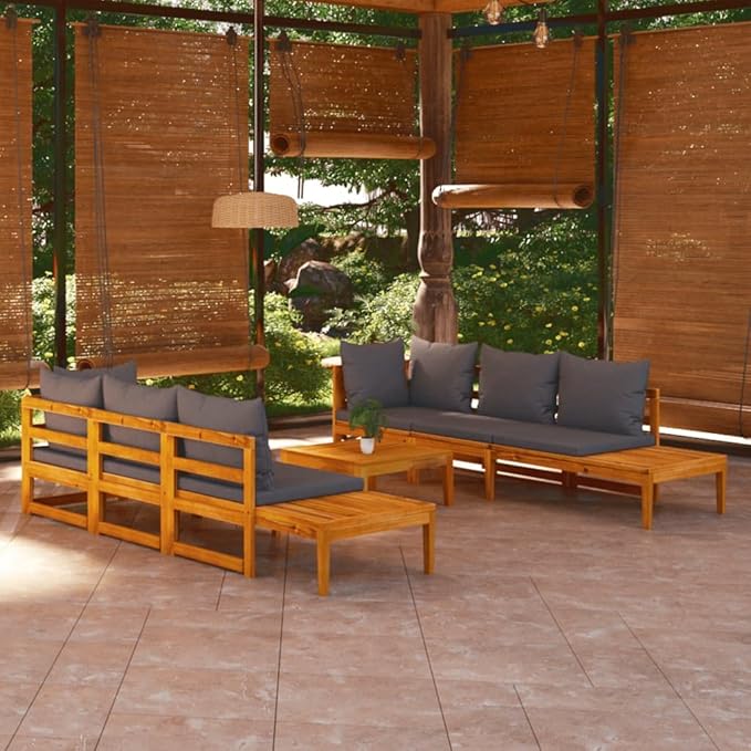 Patio Lounge Set with Dark Gray Cushions,Patio Furniture Sets,Patio Conversation Sets,Outdoor Furniture Sets,for Garden,Backyard,Outdoor,5 Piece Acacia Wood