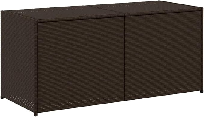 Gecheer Garden Storage Box 283L – Brown Poly Rattan Outdoor Deck Box with Water-Resistant Bag, Gas Spring Lid, Steel Frame, 120 x 50 x 56 cm