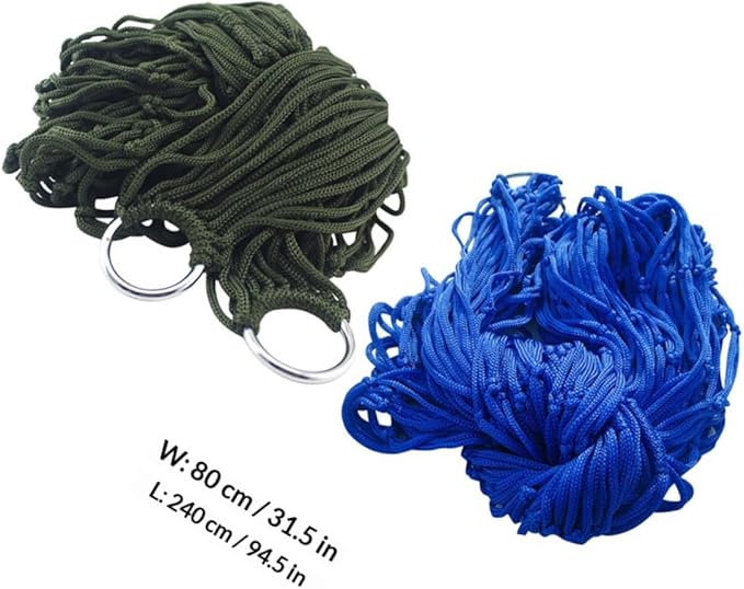 Kisangel 2pcs Outdoor Nylon Mesh Hammocks Hanging Sleeping Swings with 9-Strand Rope, Breathable Portable Camping Hammock for Garden Beach Patio Relaxation Random Color