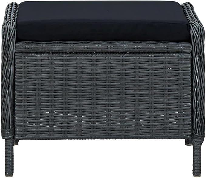Afuera Living 7-Piece Patio Dining Set, Acacia Wood Table with PE Rattan Chairs, Dark Gray/Black Cushions, Weather-Resistant, Modern Outdoor Furniture for Garden, Terrace, or Outdoor Dining Spaces